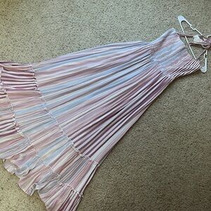 Impressions Pink and White Striped Maxi Dress